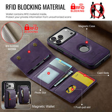 Load image into Gallery viewer, Casekis RFID Magnetic Detachable Leather Wallet Phone Case Purple
