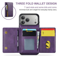 Load image into Gallery viewer, Casekis RFID Magnetic Detachable Leather Wallet Phone Case Purple
