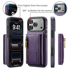 Load image into Gallery viewer, Casekis RFID Magnetic Detachable Leather Wallet Phone Case Purple
