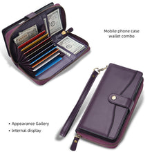 Load image into Gallery viewer, CASEKIS 2-in-1 Magnetic Detachable Wallet Case with RFID Blocking, 16 Card Slots &amp; Zipper Pocket Purple
