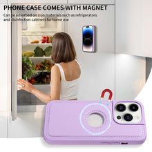 Load image into Gallery viewer, Casekis Cardholder Case with Wrist Strap,Compatible with MagSafe,Zipper Pocket,Purple
