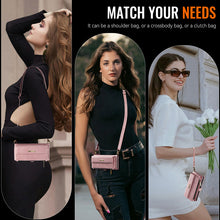 Load image into Gallery viewer, Casekis Crossbody Leather Wallet RFID Phone Case Pink
