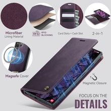 Load image into Gallery viewer, Casekis Leather Magnetic Flip Detachable Wallet Phone Case Purple
