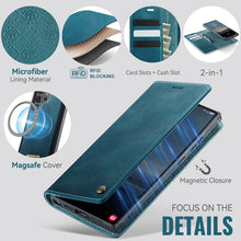 Load image into Gallery viewer, Casekis Leather Magnetic Flip Detachable Wallet Phone Case Blue Green
