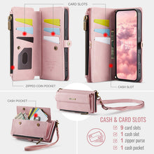 Load image into Gallery viewer, Casekis Crossbody Leather Wallet RFID Phone Case Pink
