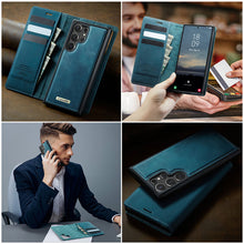 Load image into Gallery viewer, Casekis Leather Magnetic Flip Detachable Wallet Phone Case Blue Green
