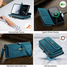 Load image into Gallery viewer, Casekis Crossbody Leather Wallet RFID Phone Case Green
