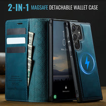 Load image into Gallery viewer, Casekis Leather Magnetic Flip Detachable Wallet Phone Case Blue Green
