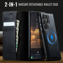 Load image into Gallery viewer, Casekis Leather Magnetic Flip Detachable Wallet Phone Case Black
