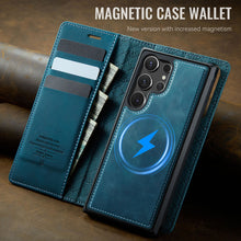 Load image into Gallery viewer, Casekis Leather Magnetic Flip Detachable Wallet Phone Case Blue Green

