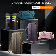 Load image into Gallery viewer, Casekis Crossbody Leather Wallet RFID Phone Case Black
