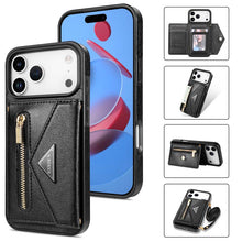 Load image into Gallery viewer, Casekis Crossbody Strap Leather Magnetic Wallet Phone Case Black
