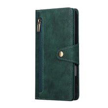 Load image into Gallery viewer, Casekis Studded Zip Leather Wallet Wristlet Phone Case Green
