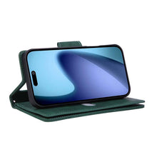 Load image into Gallery viewer, Casekis Studded Zip Leather Wallet Wristlet Phone Case Green
