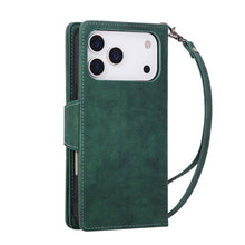 Load image into Gallery viewer, Casekis Studded Zip Leather Wallet Wristlet Phone Case Green
