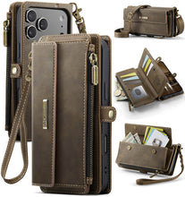 Load image into Gallery viewer, Casekis Crossbody Leather Wallet RFID Phone Case Brown
