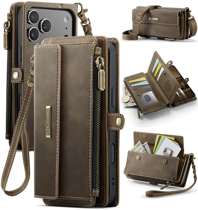 Casekis Crossbody Leather Wallet RFID Phone Case Brown