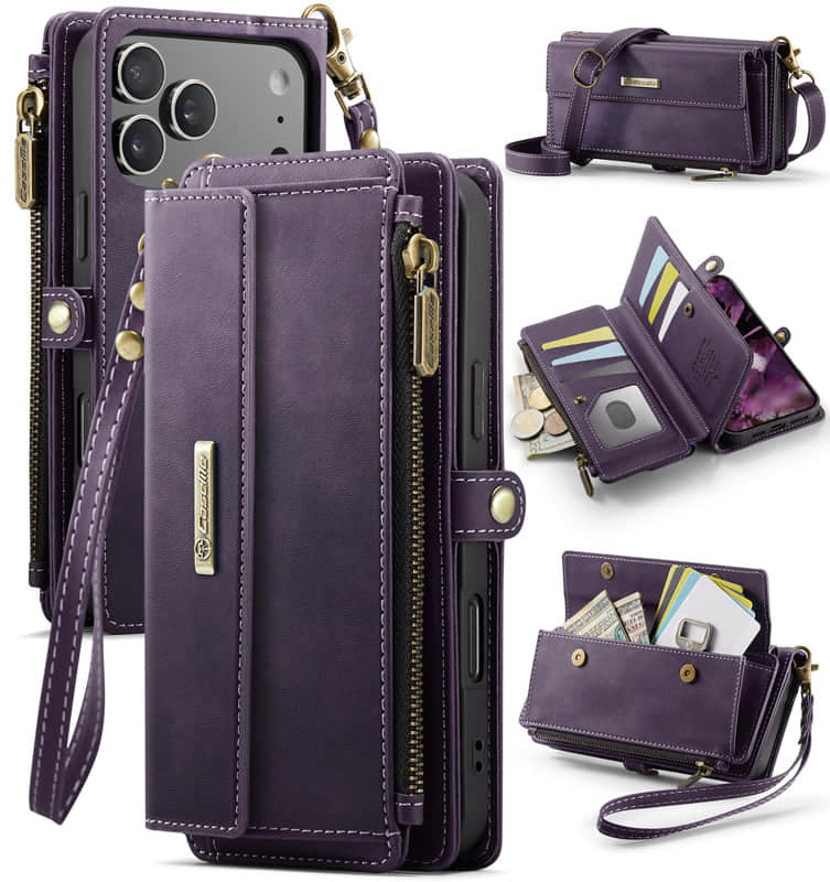 Casekis Crossbody Leather Wallet RFID Phone Case Purple