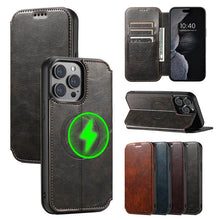 Load image into Gallery viewer, Casekis Leather Wallet MagSafe Phone Case Black
