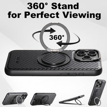 Load image into Gallery viewer, Casekis Magnetic Charging Rotating Stand Leather Phone Case Fiber Texture
