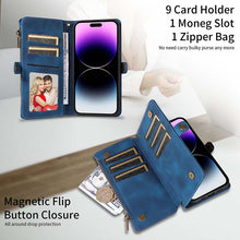 Load image into Gallery viewer, Casekis Zipper RFID Wallet Phone Case Dark Blue

