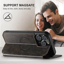 Load image into Gallery viewer, Casekis Leather Wallet MagSafe Phone Case Black

