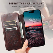 Load image into Gallery viewer, Casekis Leather Wallet MagSafe Phone Case Brown
