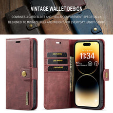 Load image into Gallery viewer, Casekis Detachable Leather Wallet Phone Case Red
