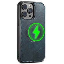 Load image into Gallery viewer, Casekis Leather Wallet MagSafe Phone Case Blue
