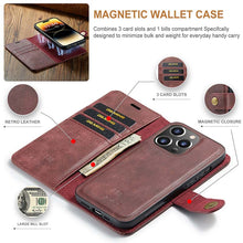 Load image into Gallery viewer, Casekis Detachable Leather Wallet Phone Case Red
