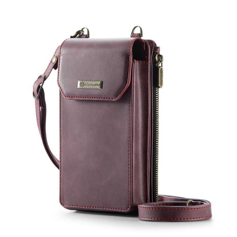 Casekis Crossbody RFID Zipper Phone Bag Red Wine