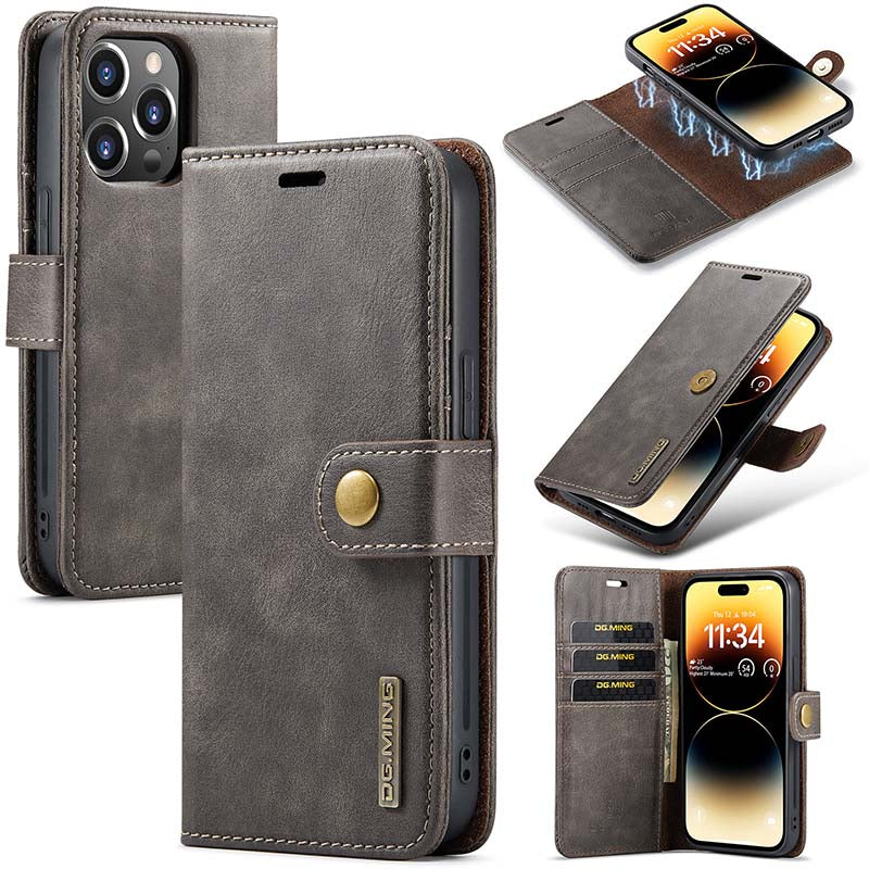 Casekis Detachable Leather Wallet Phone Case Gray