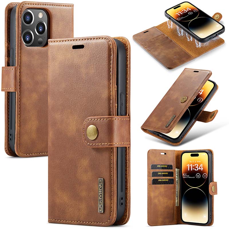 Casekis Detachable Leather Wallet Phone Case Brown