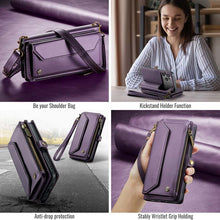 Load image into Gallery viewer, Casekis Cardholer Zipper Wallet Crossbody Phone Case Purple
