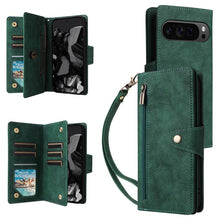 Load image into Gallery viewer, Casekis Studded Zip Leather Wallet Wristlet Phone Case Green
