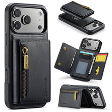 Load image into Gallery viewer, Casekis RFID Magnetic Detachable Leather Wallet Phone Case Black
