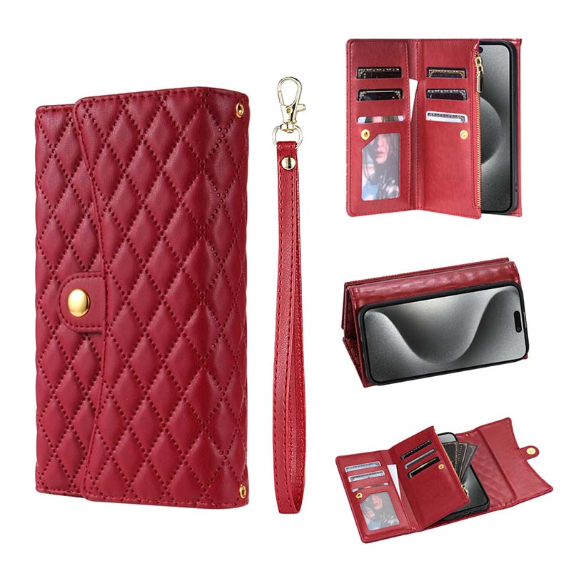 Casekis 7-Slot Foldable Crossbody Wallet Phone Case Red