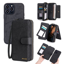 Load image into Gallery viewer, Casekis Zipper Wallet Detachable Phone Case Black
