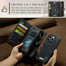 Load image into Gallery viewer, Casekis Wrist Strap Zipper Wallet Phone Case Black
