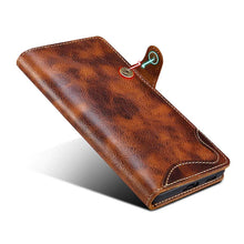 Load image into Gallery viewer, Genuine Cowhide Leather Button Flip Phone Case For Samsung Galaxy S21 Ultra 5G - Casekis
