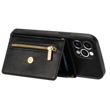 Load image into Gallery viewer, Casekis Crossbody Strap Leather Magnetic Wallet Phone Case Black
