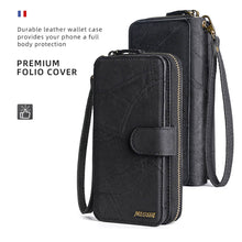 Load image into Gallery viewer, Casekis Zipper Wallet Detachable Phone Case Black
