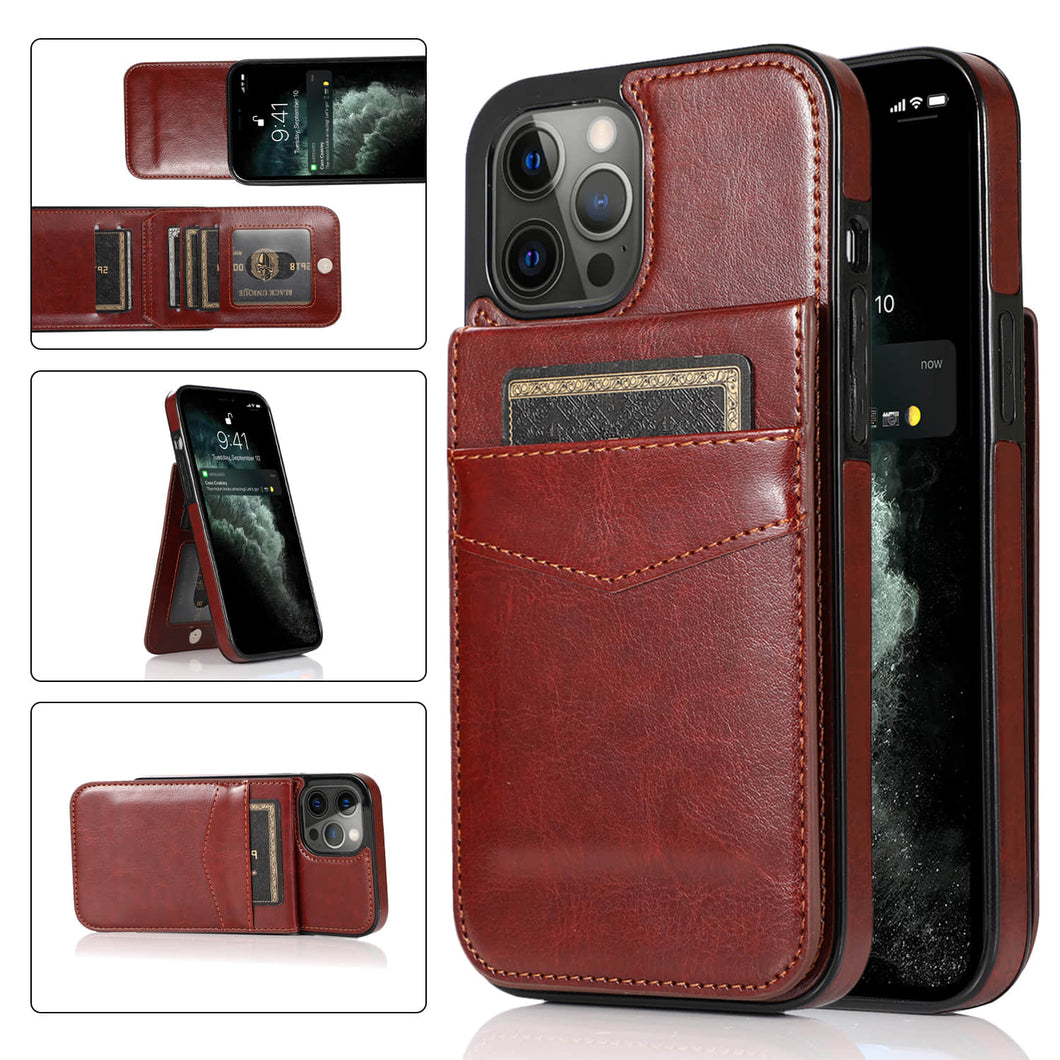 Casekis Bracket Card Slot Phone Case Brown