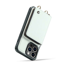 Load image into Gallery viewer, Casekis Zipper Crossbody Wallet RFID Phone Case White
