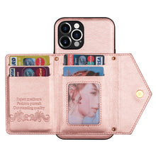 Load image into Gallery viewer, Casekis Crossbody Strap Leather Magnetic Wallet Phone Case Rose Gold
