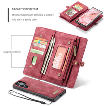 Load image into Gallery viewer, Casekis Zipper Wallet PU Leather Case Red
