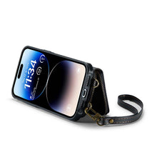 Load image into Gallery viewer, Casekis Zipper Crossbody Wallet RFID Phone Case Black
