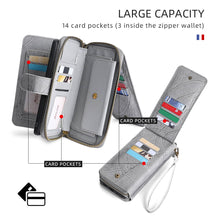 Load image into Gallery viewer, Casekis Zipper Wallet Detachable Phone Case Gray
