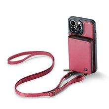 Load image into Gallery viewer, Casekis Zipper Crossbody Wallet RFID Phone Case Red
