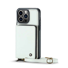 Load image into Gallery viewer, Casekis Zipper Crossbody Wallet RFID Phone Case White
